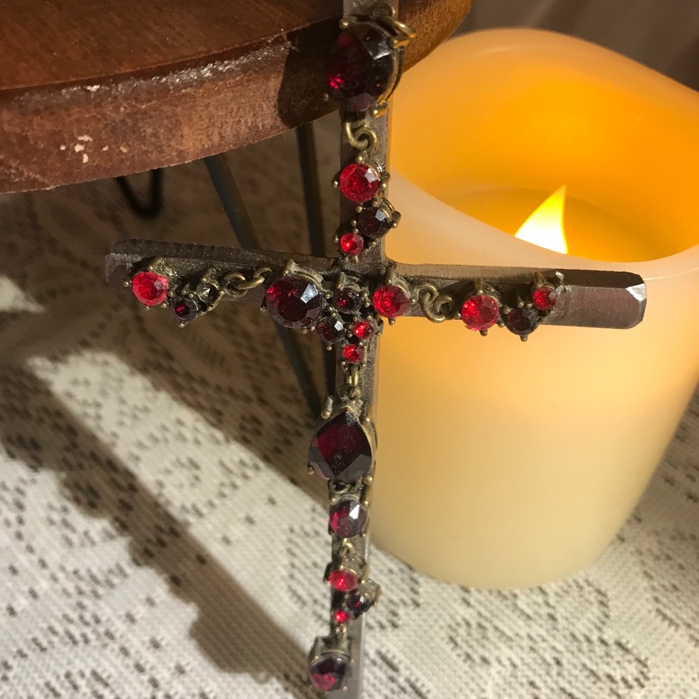 Handcrafted Metal Cross repurposed costume jewelry